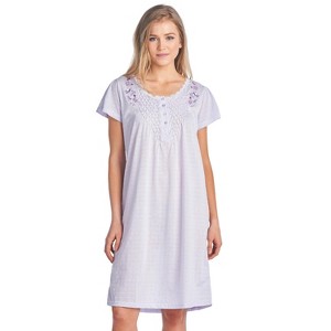 Casual Nights Women's Flowery Short Sleeve Nightgown - 1 of 4