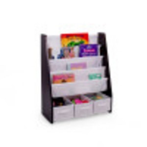 Kids' Bookshelf 4 Tier Book Storage and Fabric Bin Organizer - Humble Crew - 1 of 4