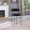 DSVIMOY Counter and Bar Stool Set of 2 Modern Faux Shearling Upholstered with Brushed Brass Legs for Dining, Black and Gold, 35.4"*20"*11.4" - 2 of 4