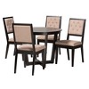 Baxton Studio Kala Modern Beige Fabric and Dark Brown Finished Wood 5-Piece Dining Set - 2 of 4