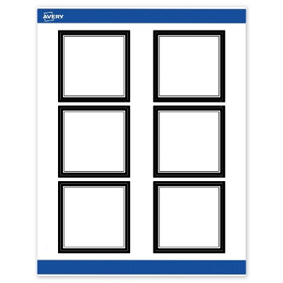 Avery Printable Square Labels, Double Black Border, 3" x 3", Matte White Square Labels, Permanent, Laser/Inkjet, 60ct, Great for Product Labels