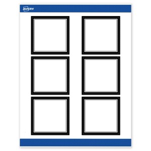 Avery Printable Square Labels, Double Black Border, 3" x 3", Matte White Square Labels, Permanent, Laser/Inkjet, 60ct, Great for Product Labels - 1 of 4