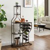 VYNXARIA Grey Wine Racks, 11-Bottle 5-Tier Freestanding Rack with Glass Holder and Storage Shelves - 3 of 4