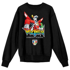 Voltron Defender Of The Universe Robot & Logo Crew Neck Long Sleeve Black Unisex Adult Sweatshirt - 1 of 3