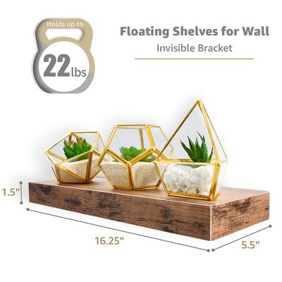 Rustic Mahogany Floating Mantel Wall Shelf, 17.6" L