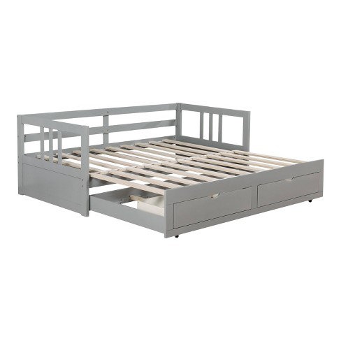 Herres Twin King Extendable Daybed With, Twin Daybed Convert To King