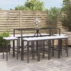 vidaXL Patio Bar Set Outdoor Garden Table with Stool with Cushions Poly Rattan - Black 70.9" Table Length 10 Piece - 2 of 4