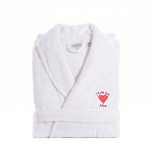 Linum Home Textiles "I Love You Mom" Embroidered White Terry Bathrobe - 1 of 4