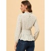 Allegra K Women's Ruffled Peplum Stand Collar Long Sleeve Floral Blouse - 4 of 4