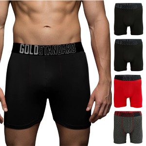 Gold Standard Mens 4-Pack Performance Boxer Briefs Athletic Underwear - 1 of 3