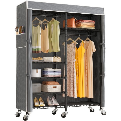 Vipek R4c Rolling Garment Rack Portable Clothes Rack Black Metal Clothing Rack With Grey Oxford Fabric Cover Target