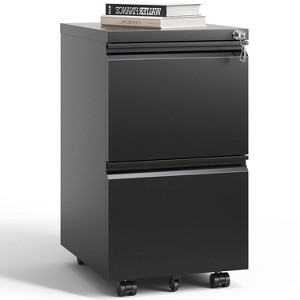 Munora - 2-Drawer Mobile File Cabinet with Lock - Heavy Duty Under Desk Storage - Black - 1 of 4
