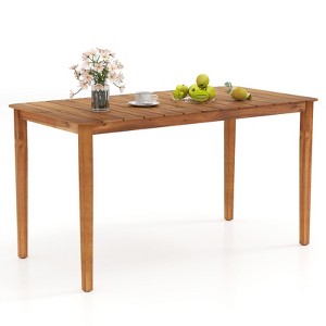 Tangkula Rectangular Outdoor Dining Table 4-6 People Large Acacia Wood Patio Bistro Table - 1 of 4
