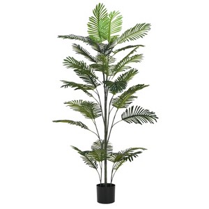 Okak 86IN Artificial Palm Tree with Grossy Narrow Leaves, Fake Plants with Real-Life Look, Indoor Faux Plants for Living Room, Bedroom, Entry, Green - 1 of 4