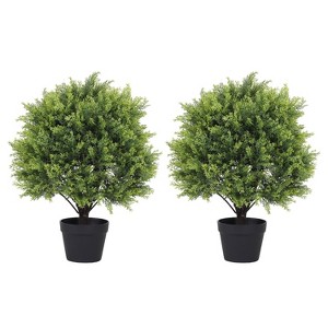 poetree 2ft/2.3ft Artificial Cedar Topiary Ball Tree in Pot,Faux tree for Outdoor&Indoor decor,Set of 2 - 1 of 4