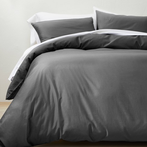 Full/Queen Textured Chambray Cotton Comforter & Sham Set Natural - Casaluna™