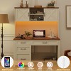 67" H Executive Desk with Hutch, 4 Drawers and LED Light, Computer Desk with Charging Station - 3 of 4