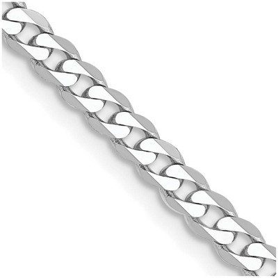 Black Bow Jewelry 2.9mm, 14K White Gold, Solid Flat Beveled Curb Chain Necklace
