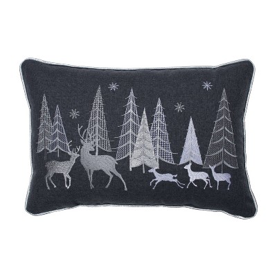 Photo 1 of 11.5x18.5 Indoor Christmas Forest Scene Rectangular Throw Pillow - Pillow Perfect