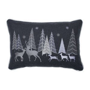 11.5"x18.5" Indoor Christmas Forest Scene Rectangular Throw Pillow - Pillow Perfect - 1 of 4
