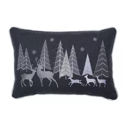 11.5"x18.5" Indoor Christmas Forest Scene Rectangular Throw Pillow - Pillow Perfect