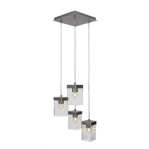 Toltec Lighting Nouvelle 4 - Light Pendant in  Graphite with 4" Square Clear Bubble Shade - 1 of 1