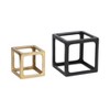 Decorative Objects Metal Wood Aluminum Modern Open Cube Design for Home Office Bedroom Living Room Display Accents Set of 2 - 7", 5" Black & Gold - 3 of 4
