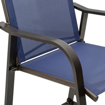 Elegant Navy Blue Textilene Outdoor Counter-Height Bar Stools
