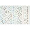 HomeRoots 32" Blue Brown And White Cotton Geometric Bath Rug - 4 of 4