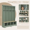 KWPZQEB Farmhouse Hall Tree, 3-in-1 Wooden Style Coat and Shoe Rack with 8 Hooks & 8 Open Compartments, Entryway Bench for Mudroom, Entryway, Hallway - 4 of 4