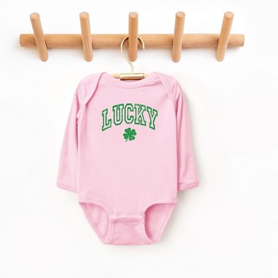 The Juniper Shop Lucky Clover Distressed Baby Long Sleeve Bodysuit