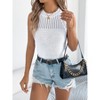Summer Tops for Women Lightweigt Crochet Sweater Tank Tops Crew Neck Ruffle Cuff Wide Strap Sweater Knit Tops - 4 of 4