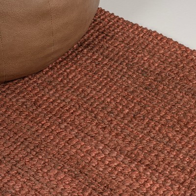 Handwoven Chunky Jute Terracotta Rectangular 3 x 5 Area Rug