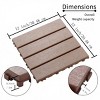 Syemin Carpet Tiles Plastic Interlocking Deck Tiles,36 Pack Patio Deck Tiles, All Weather Use for Poolside Balcony Backyard, Brown, 12"*12"*0.8" - 3 of 4