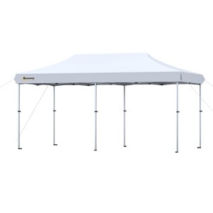 Outsunny 10'x20' Aluminum Pop Up Canopy Folding Instant Shelter Party Tent with Wheeled Bag, Thicker Tube, Ground Stakes for Patio Backyard - 1 of 4