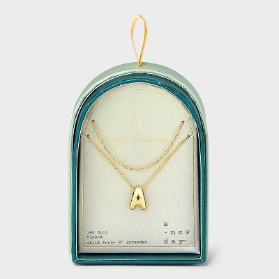 14K Gold Dipped Initial Bubble Multi-Strand Pendant Necklace - A New Day™ Gold