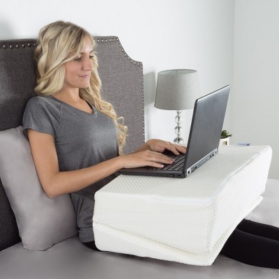 Ivory Memory Foam Folding Wedge Pillow with Bamboo Cover