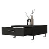 23.6" Wengue Rectangle Coffee Table with 1-Drawer Storage, Supported by Metal Legs, Perfect for Modern Living Spaces - 3 of 4