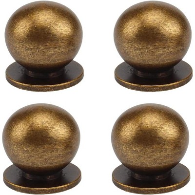 attop 4Pcs 1-1/8 Inch Round Solid Brass Pulls Antique Brass Cabinet Drawer Knobs Handles Modern Kitchen Handles Knobs