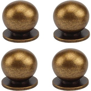 attop 4Pcs 1-1/8 Inch Round Solid Brass Pulls Antique Brass Cabinet Drawer Knobs Handles Modern Kitchen Handles Knobs - 1 of 4