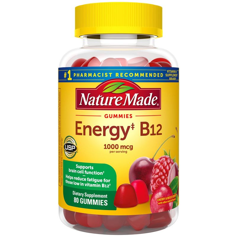 Nature Made Energy Vitamin B12 1000 mcg Gummies - Cherry &#38; Mixed Berry - 80ct, 1 of 14
