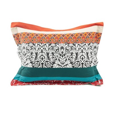 King Turquoise and Tangerine Cotton Boho Stripe Reversible Duvet Cover Set