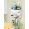 mDesign Metal Wall Mount Paper Towel Holder with Storage Shelf & Hooks - Black - 4 of 4