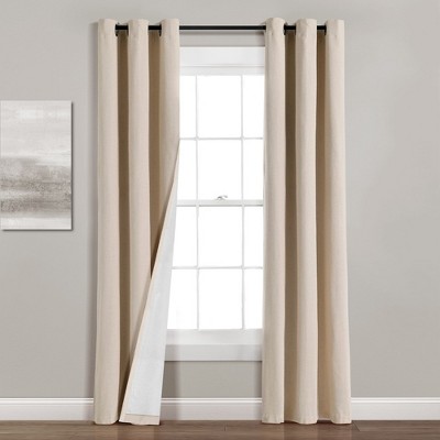 Dark Linen Grommet Blackout Cotton Blend Curtain Panel
