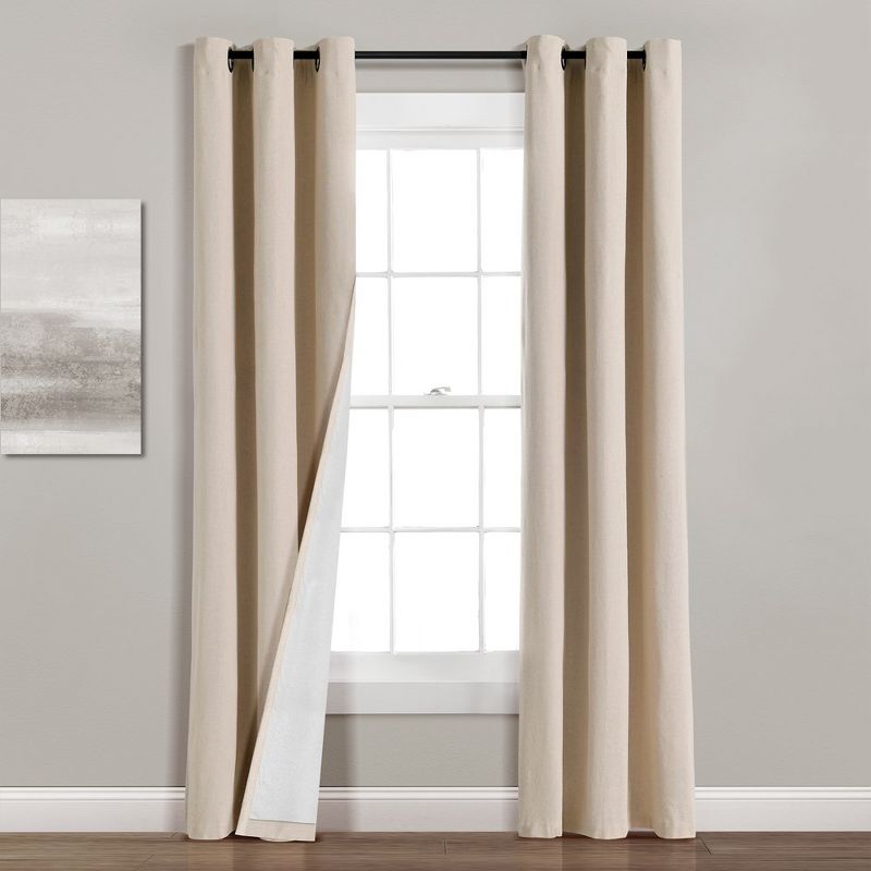 Home Boutique Insulated Grommet Blackout Linen Window Curtain Panel Dark Linen Single 38X84, 2 of 5
