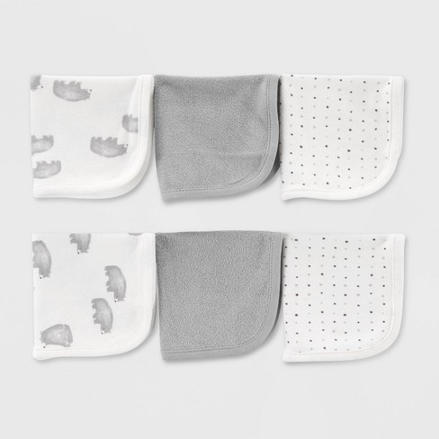 4-Piece Baby Neutral Grey Elephant Towel & Washcloths