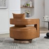 CAVINAS 360° Swivel Barrel Accent Chair,Rotating Sitting Chair,Modern Leather Chair with Weathered Wood Base for Living Room,Nursery,Office - 2 of 4