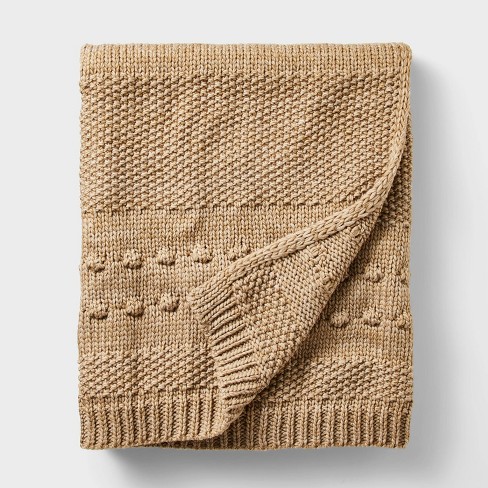 Beige knit throw online blanket