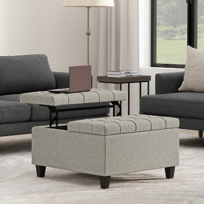 NicBex Square Linen Storage Ottoman Bench,Storage Ottoman with Lift Lids and Stitched Tuft Design,Modern Storage Bench for Living Room,Bedroom
