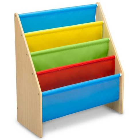 Wooden Kids Childrens Book Shelf Sling Storage Rack Organizer Bookcase Bookshelf 